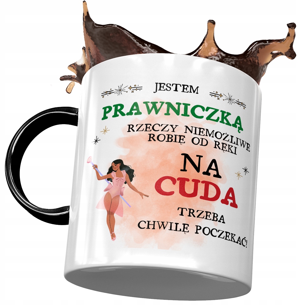 Kubek Czarny Prawniczki Na Cuda Trzeba Poczekać Z Nadrukiem Ze Zdjęciem