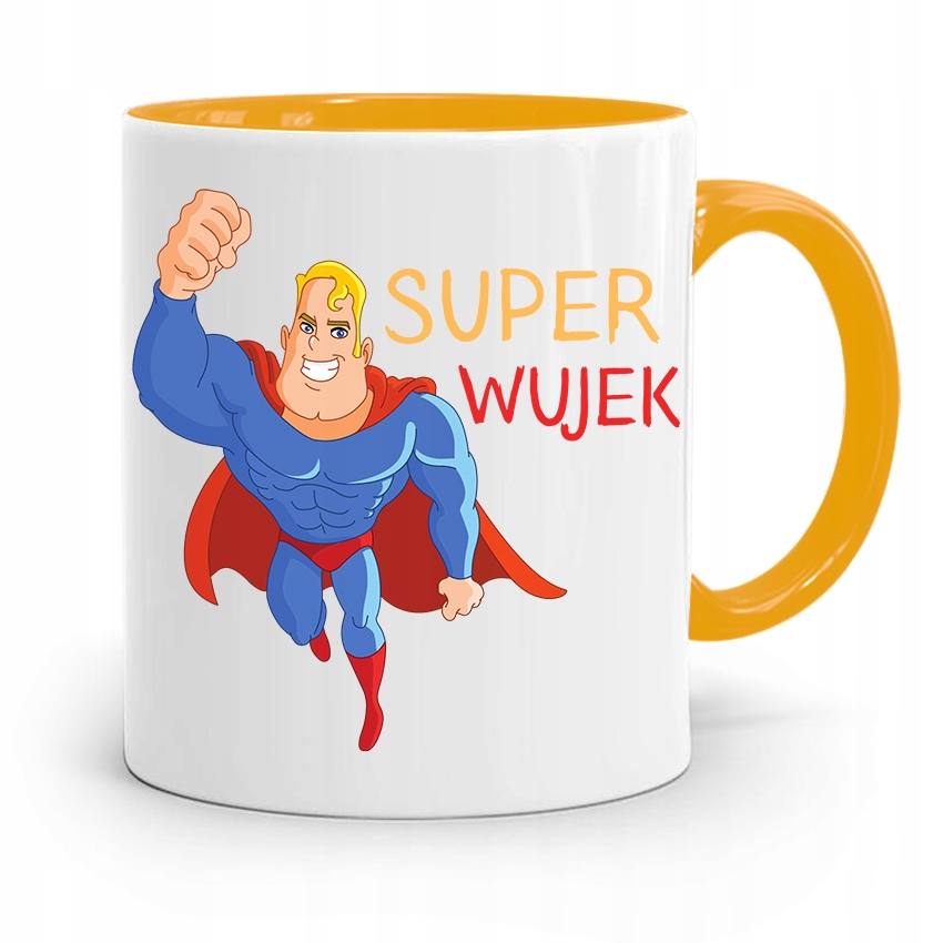 Kubek Żółty Prezent Dla Wujka Super Wujek Z Nadrukiem Ze Zdjęciem