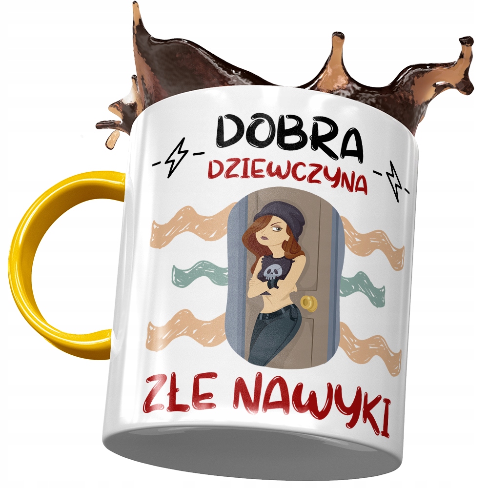 Kubek Żółty Śmieszny Zabawny Złe Nawyki Z Nadrukiem Ze Zdjęciem