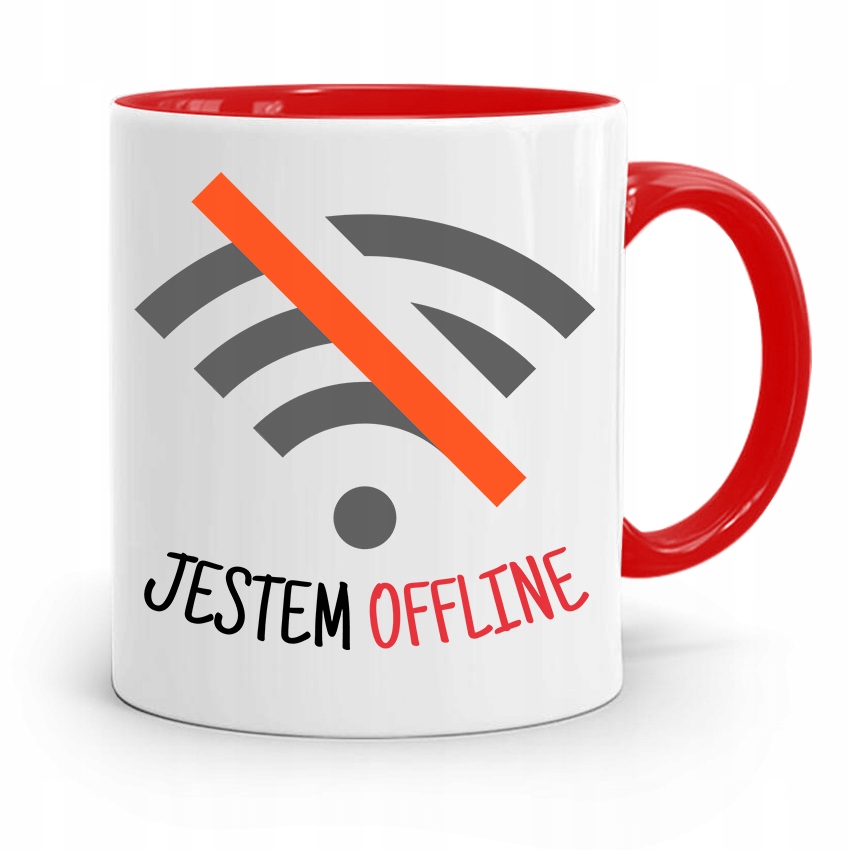 Kubek Czerwony Informatyka Programisty Offline Z Nadrukiem Ze Zdjęciem