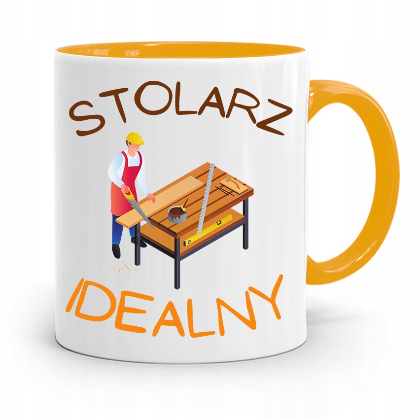 Kubek Żółty Prezent Dla Stolarza Stolarz Idealny Z Nadrukiem Ze Zdjęciem