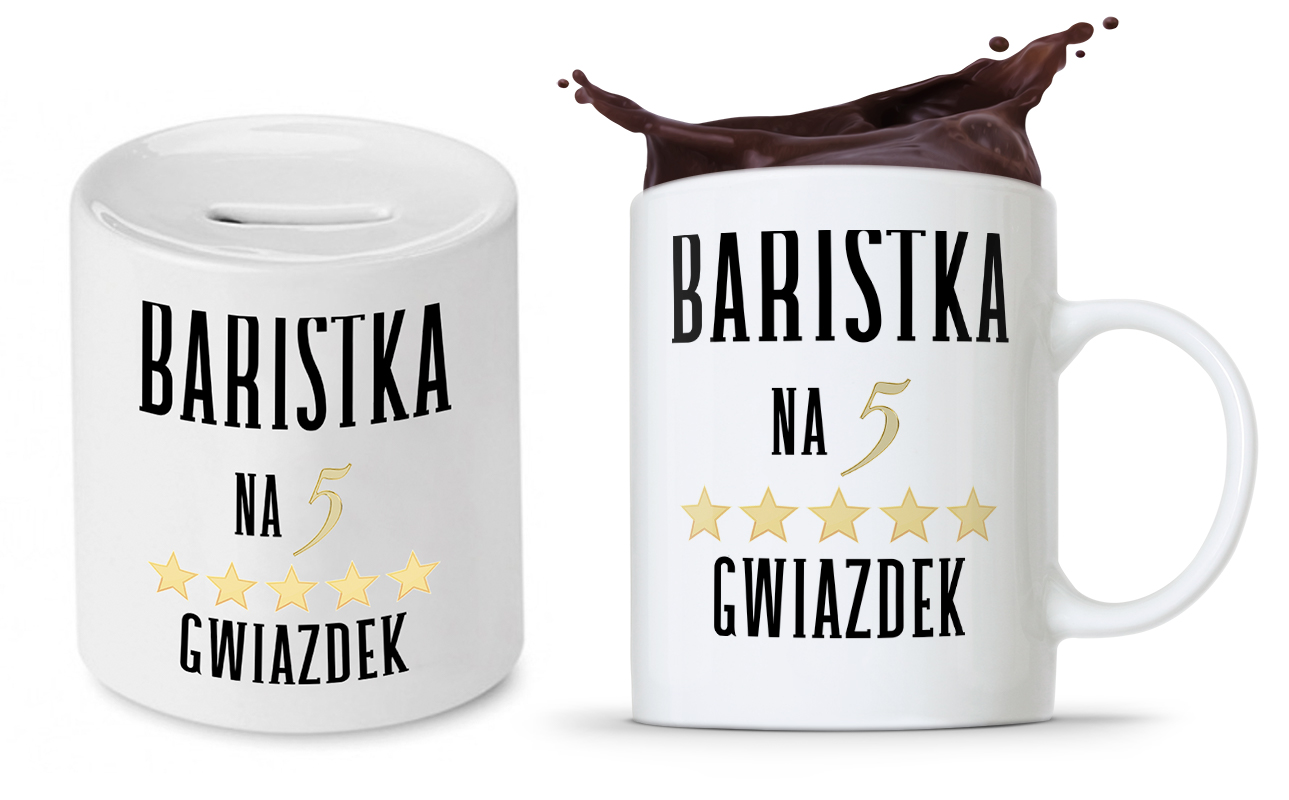 Zestaw Skarbonka + Kubek Dla Baristy Prezent Z Nadrukiem Ze Zdjęciem