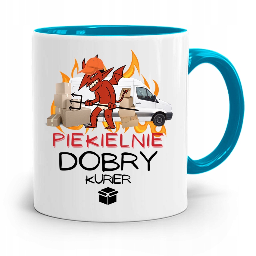 Kubek Błękitny Dla Kuriera Piekielnie Dobry Z Nadrukiem Ze Zdjęciem