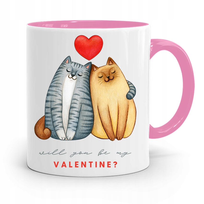 Kubek Różowy Na Walentynki Will You Be My Z Nadrukiem Ze Zdjęciem