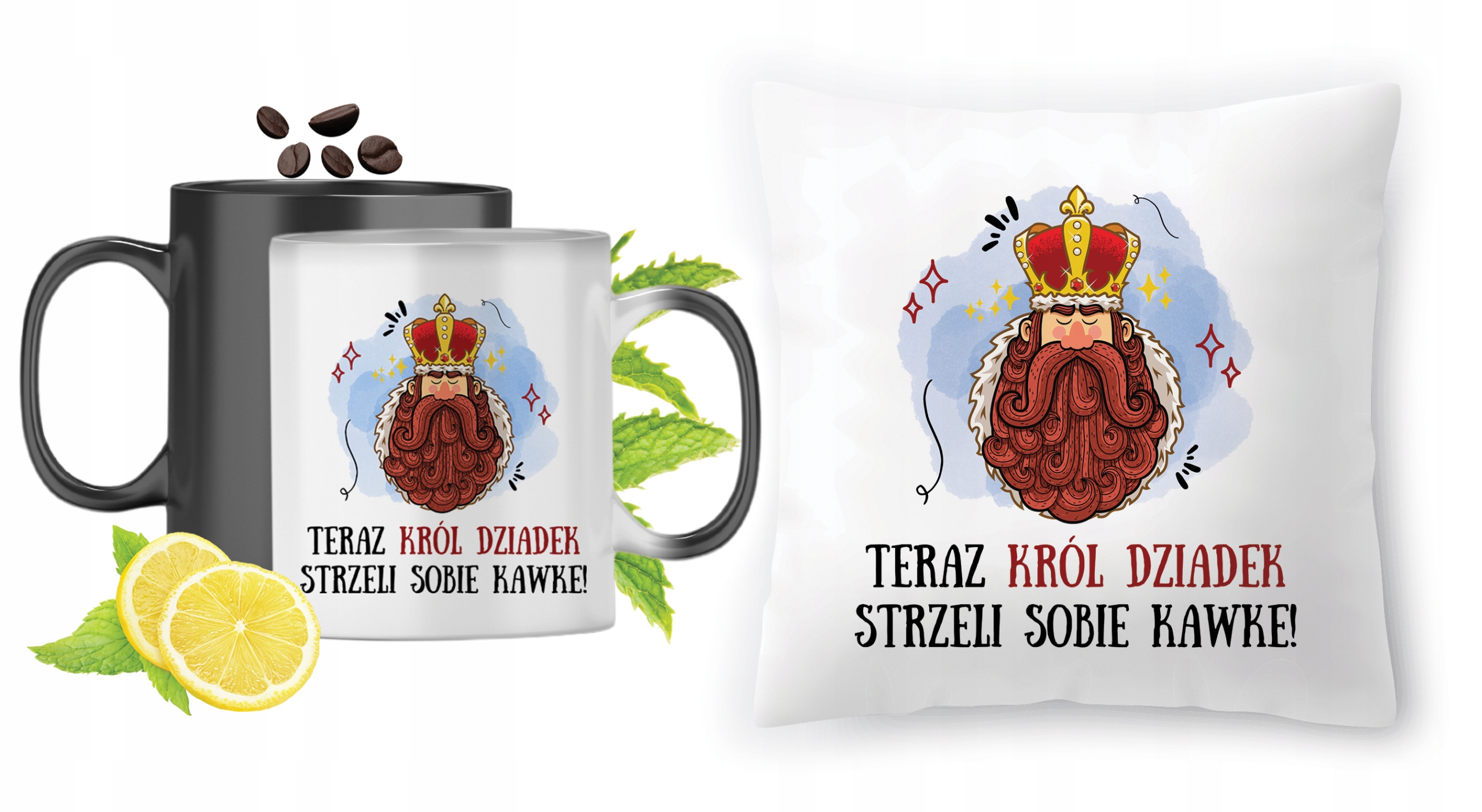 Dla Dziadka Zestaw Kubek Magiczny + Poduszka Z Nadrukiem Ze Zdjęciem