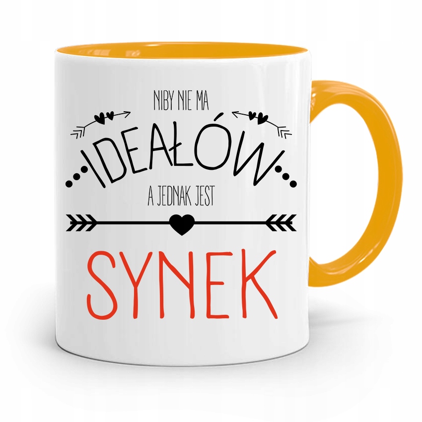 Kubek Żółty Prezent Dla Syna Niby Nie Ma Ideałów Z Nadrukiem Ze Zdjęciem