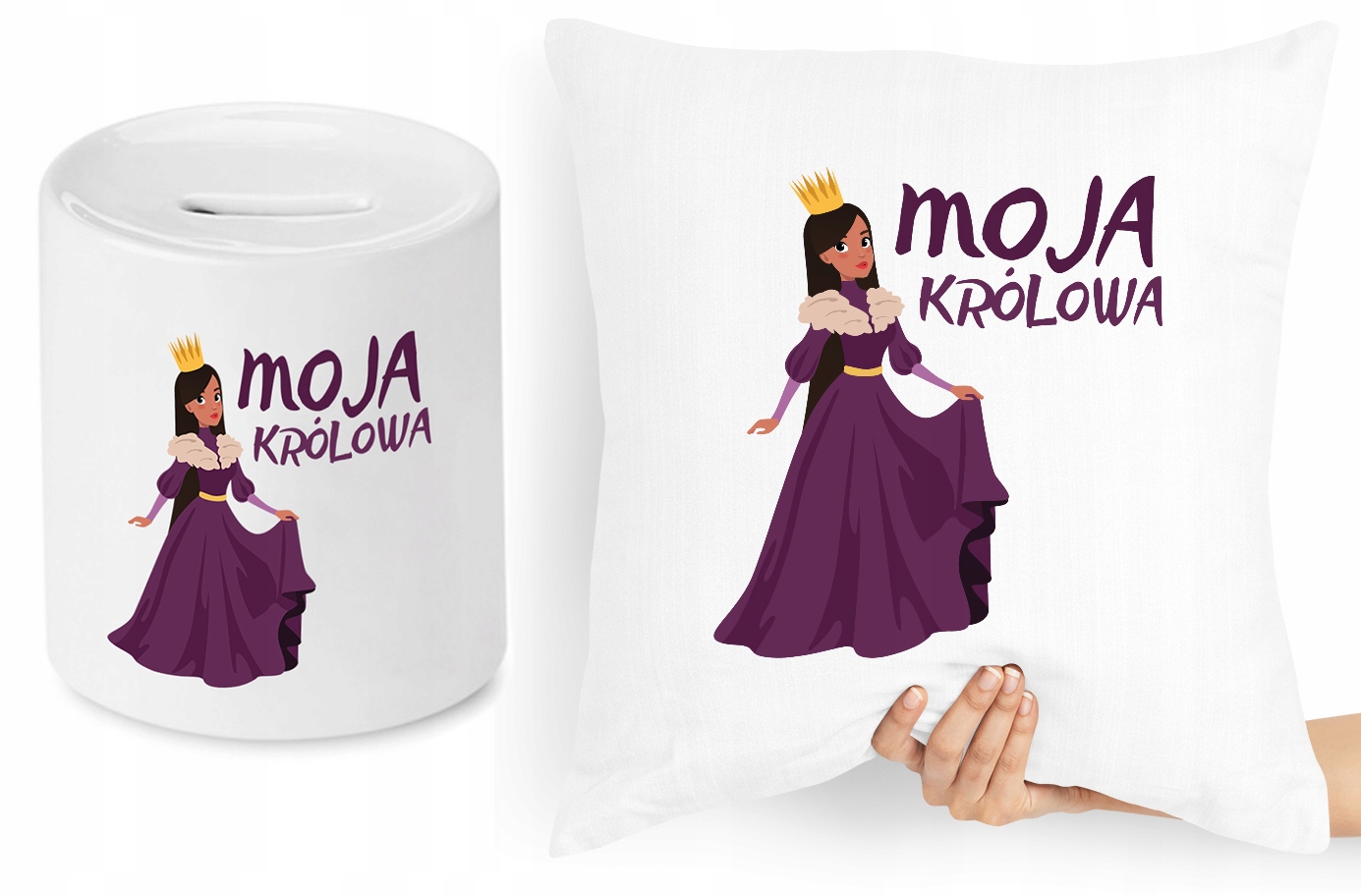 Dla Dziewczyny Zestaw Poduszka + Skarbonka Prezent Z Nadrukiem Ze Zdjęciem