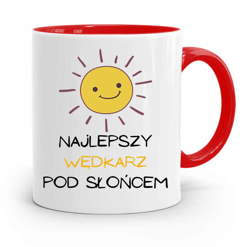 Kubek Czerwony Wędkarza Najlepszy Pod Słońcem Z Nadrukiem Ze Zdjęciem