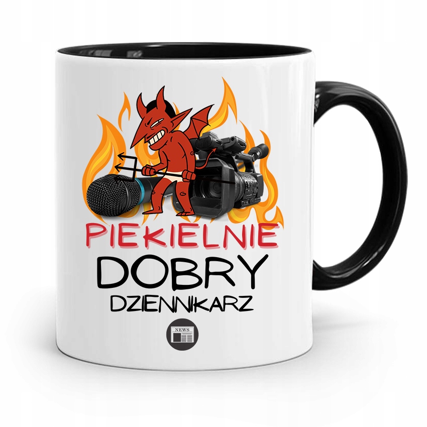 Kubek Czarny Prezent Dla Dziennikarza Reportera Z Nadrukiem Ze Zdjęciem