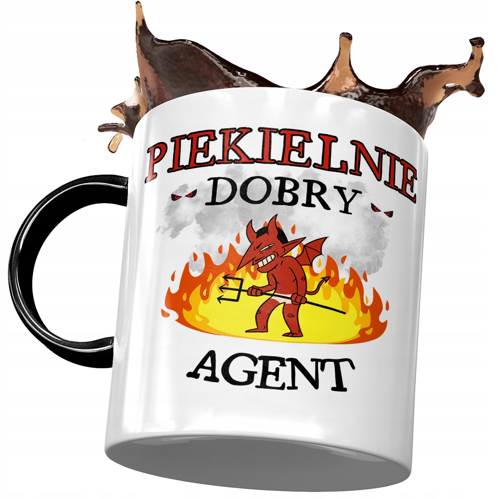 Kubek Czarny Dla Agenta Piekielnie Dobry Agent Z Nadrukiem Ze Zdjęciem