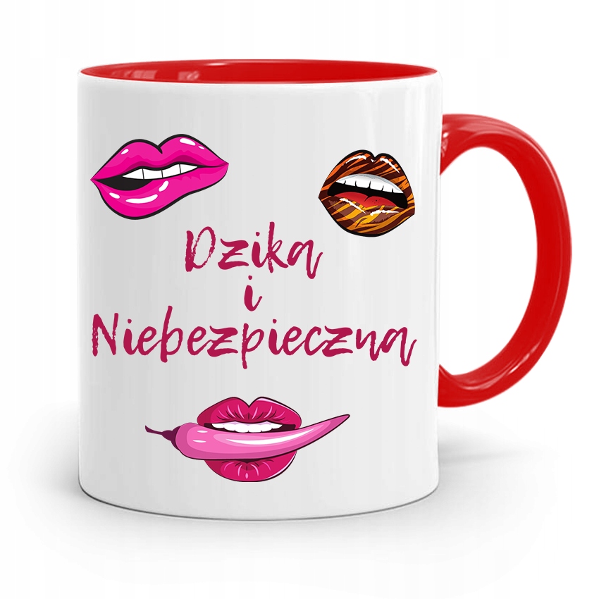 Kubek Czerwony Dla Dziewczyny Niebezpieczna Z Nadrukiem Ze Zdjęciem