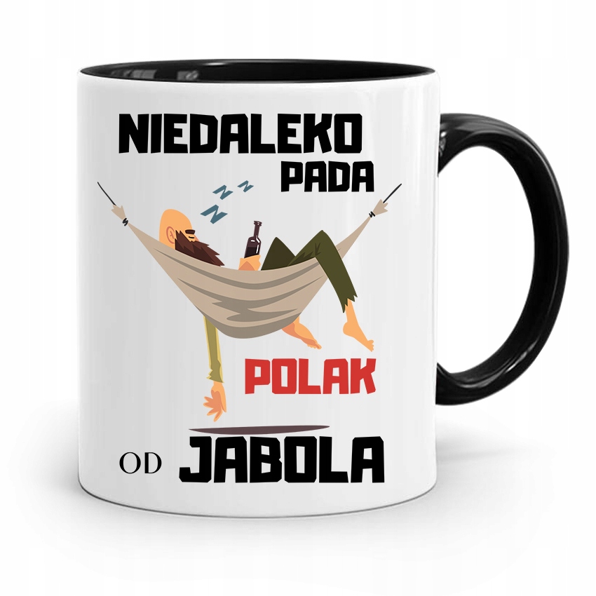 Kubek Czarny Śmieszny Zabawny Niedaleko Pada Polak Z Nadrukiem Ze Zdjęciem