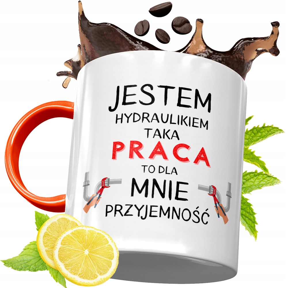 Kubek Pomarańczowy Dla Hydraulika Prezent Z Nadrukiem Ze Zdjęciem
