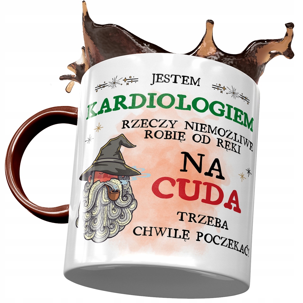 Kubek Bordowy Dla Kardiologa Na Cuda Trzeba Chwile Z Nadrukiem Ze Zdjęciem