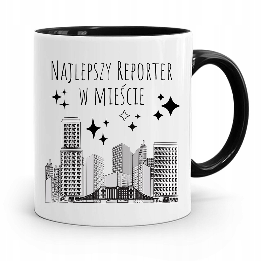 Kubek Czarny Prezent Dla Dziennikarza Reportera Z Nadrukiem Ze Zdjęciem