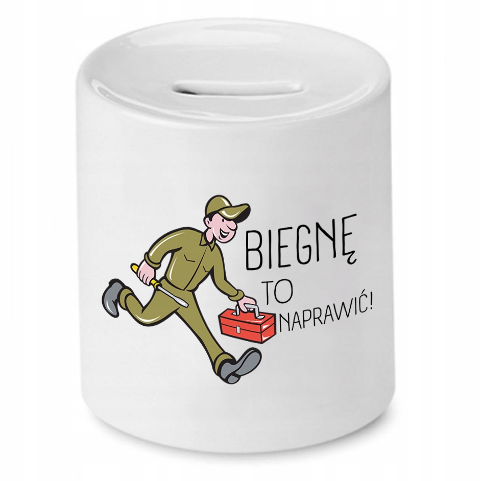 Skarbonka Dla Mechanika Biegnę To Naprawić Prezent Z Nadrukiem Ze Zdjęciem