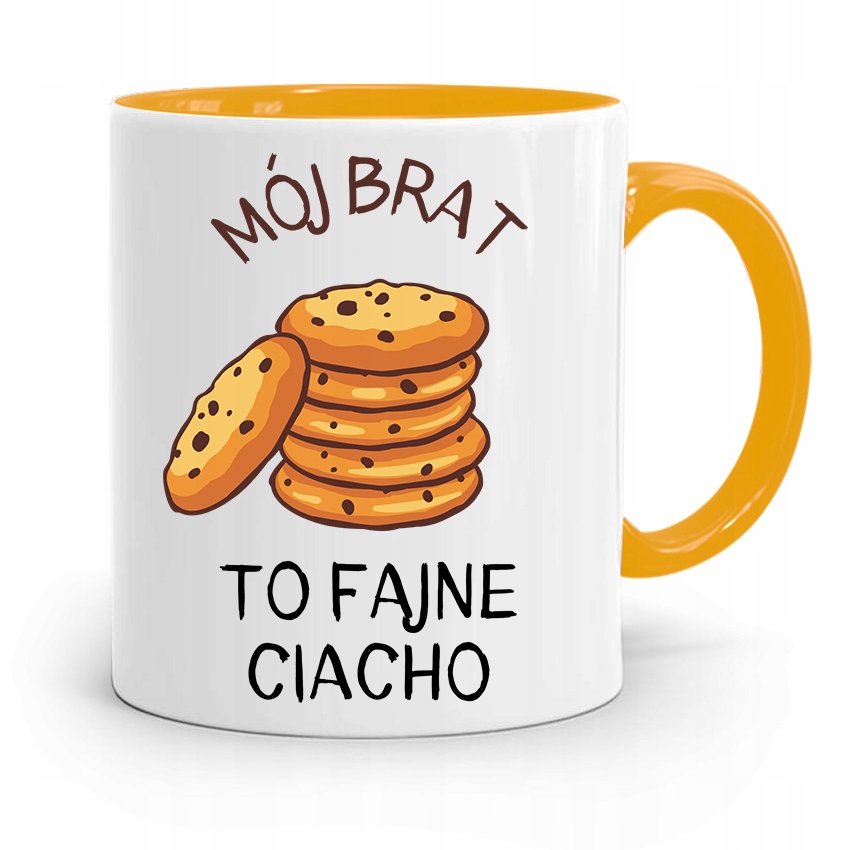 Kubek Żółty Prezent Dla Brata Dziecka Fajne Ciacho Z Nadrukiem Ze Zdjęciem