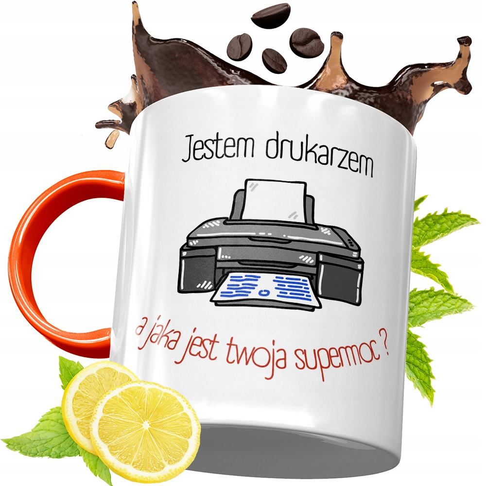 Kubek Pomarańczowy Dla Drukarza Prezent Z Nadrukiem Ze Zdjęciem