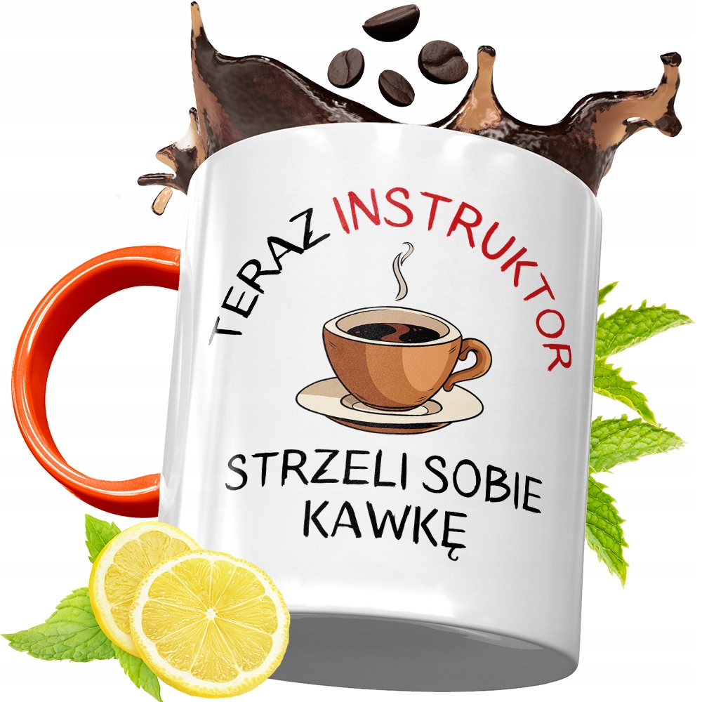 Kubek Pomarańczowy Dla Instruktora Prezent Z Nadrukiem Ze Zdjęciem