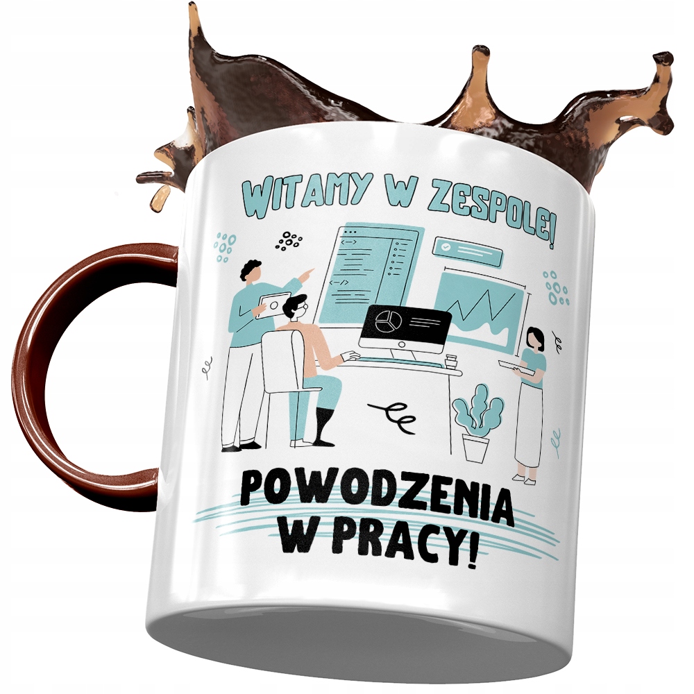 Kubek Bordowy Na Powitanie Przywitanie W Pracy Z Nadrukiem Ze Zdjęciem