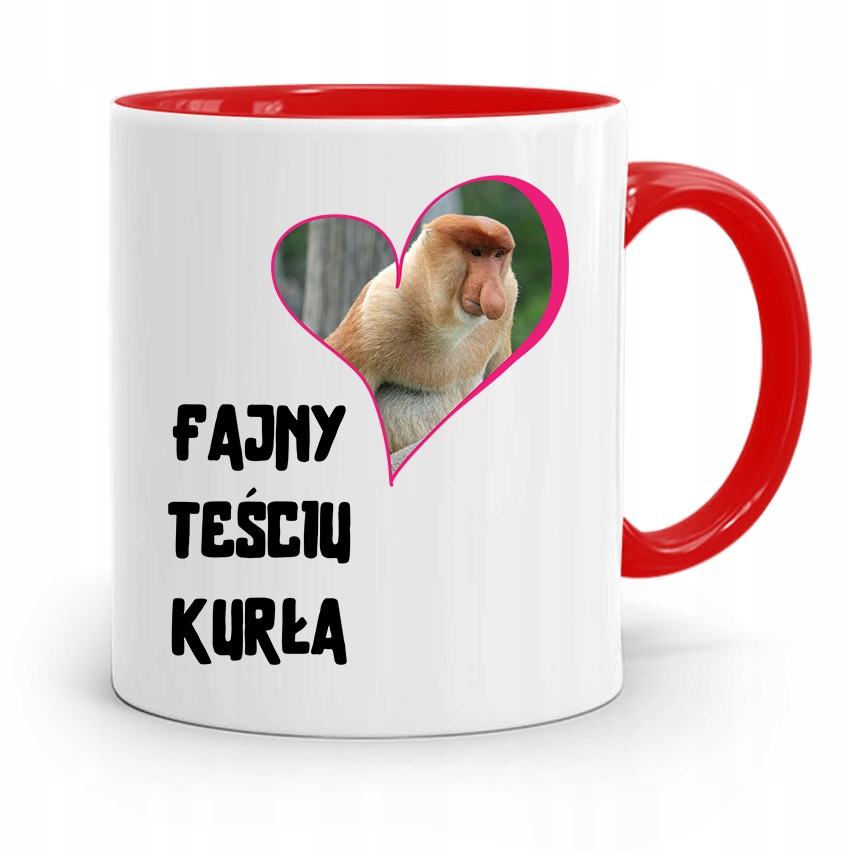 Kubek Czerwony Dla Teścia Taty Fajny Teściu Kurła Z Nadrukiem Ze Zdjęciem