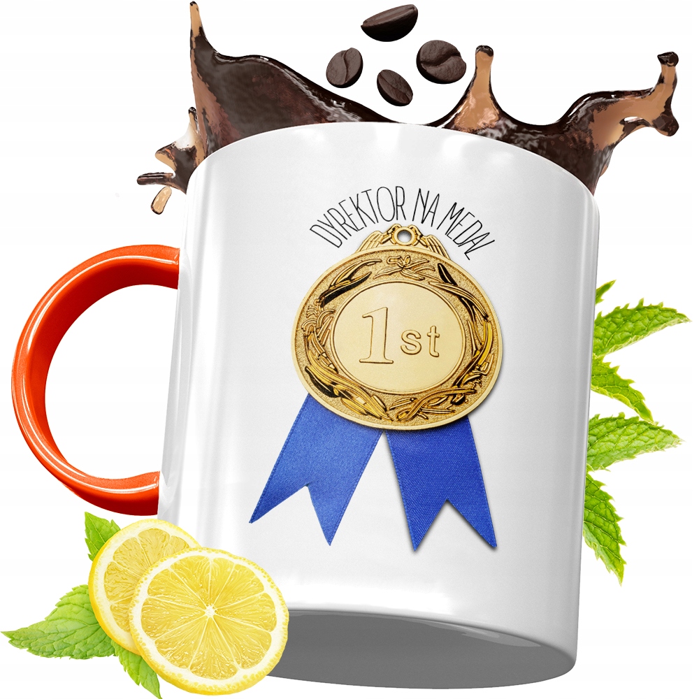 Kubek Pomarańczowy Dla Dyrektora Prezent Z Nadrukiem Ze Zdjęciem