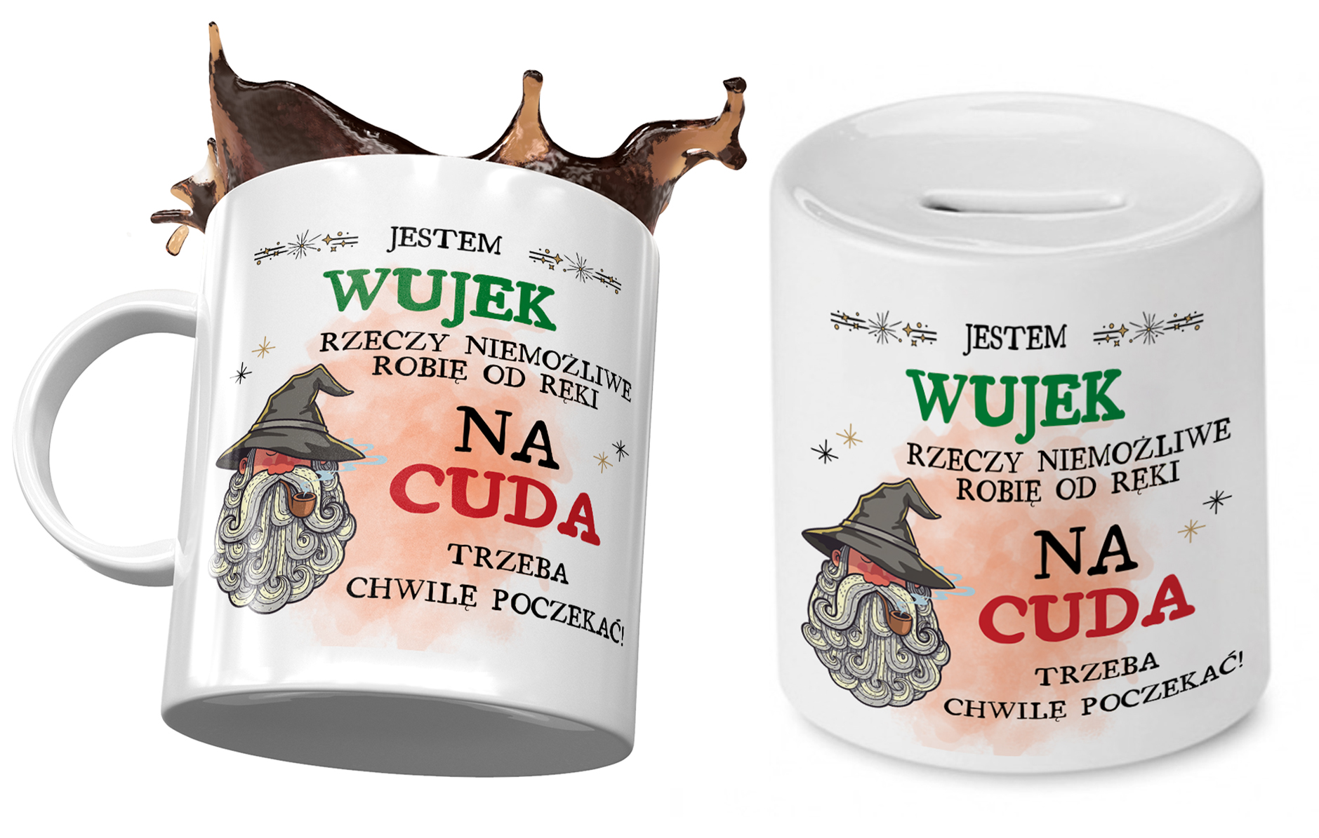 Dla Wujka Zestaw Kubek + Skarbonka Na Prezent Z Nadrukiem Ze Zdjęciem