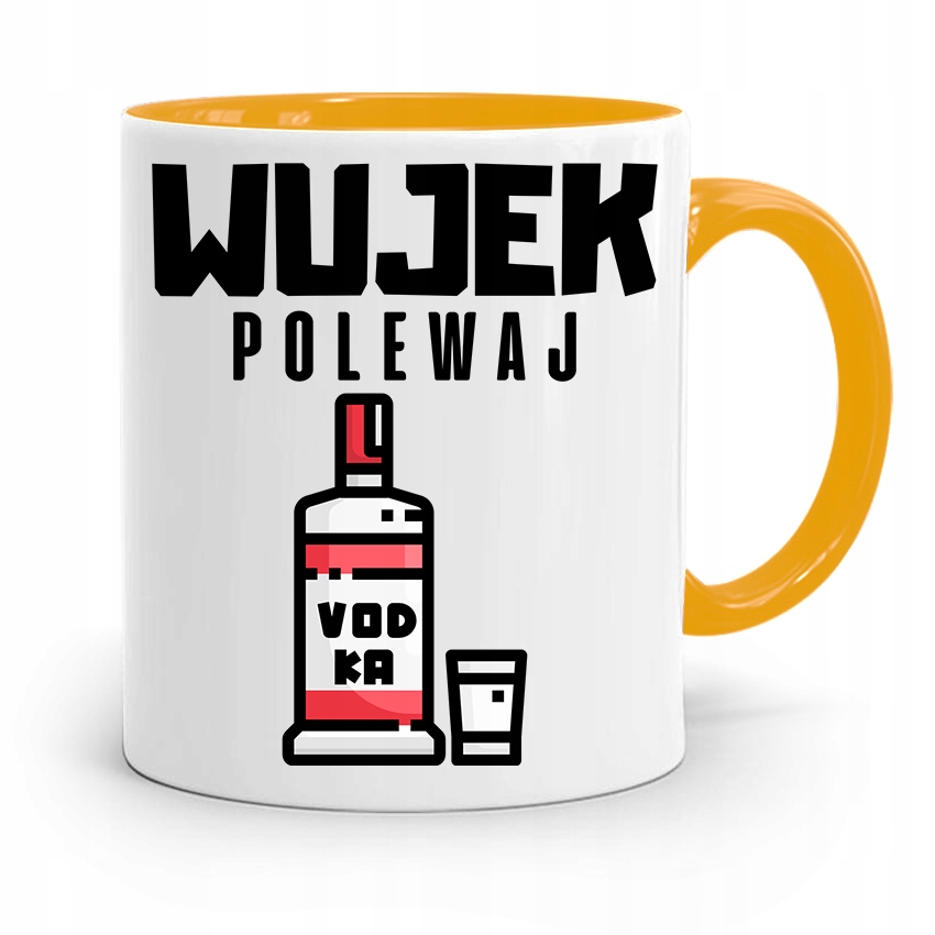 Kubek Żółty Prezent Dla Wujka Wujek Polewaj Z Nadrukiem Ze Zdjęciem