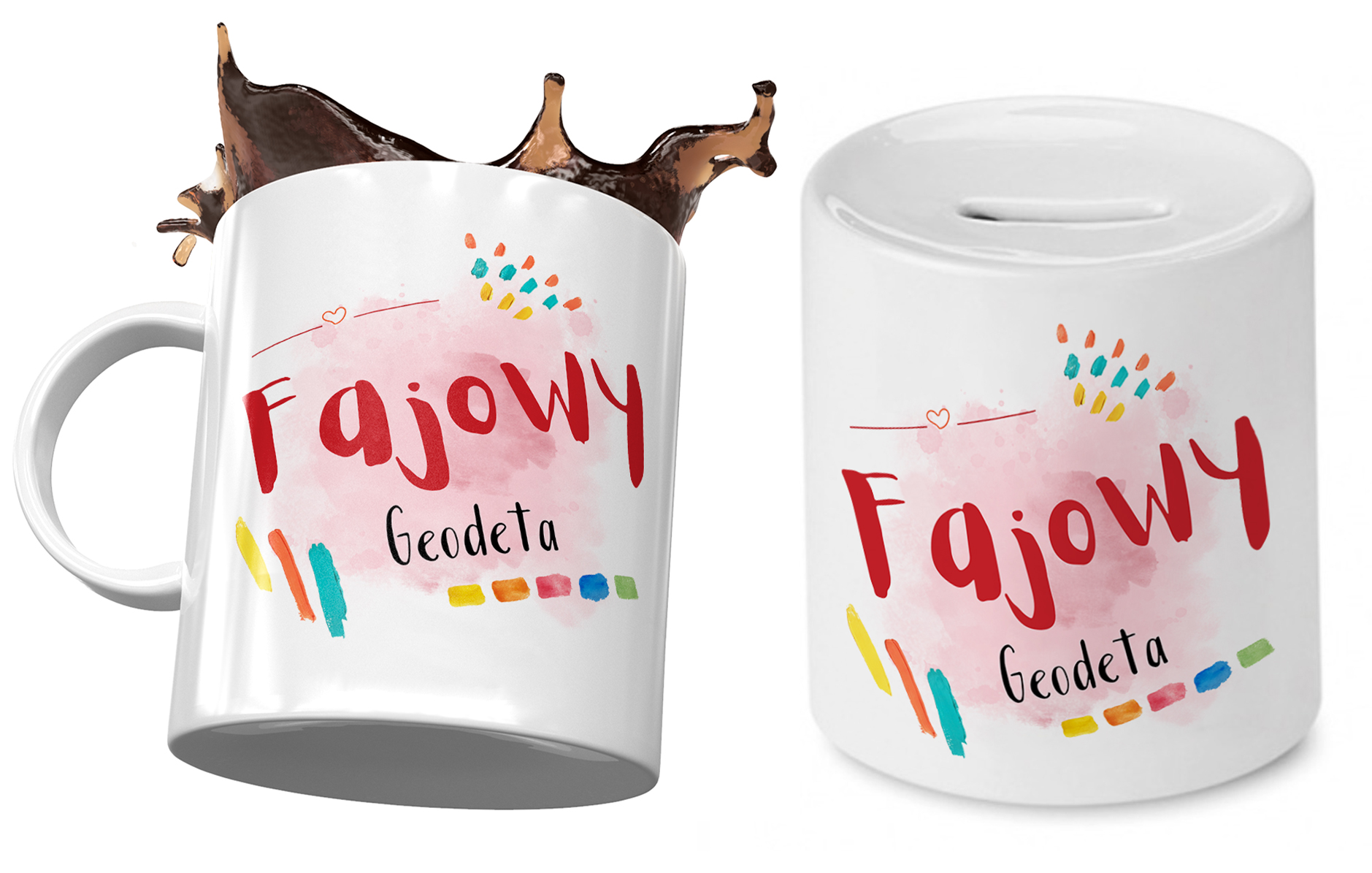 Dla Geodety Zestaw Kubek + Skarbonka Na Prezent Z Nadrukiem Ze Zdjęciem