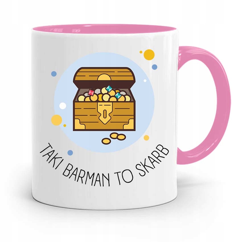 Kubek Różowy Dla Barmana To Skarb Prezent Z Nadrukiem Ze Zdjęciem