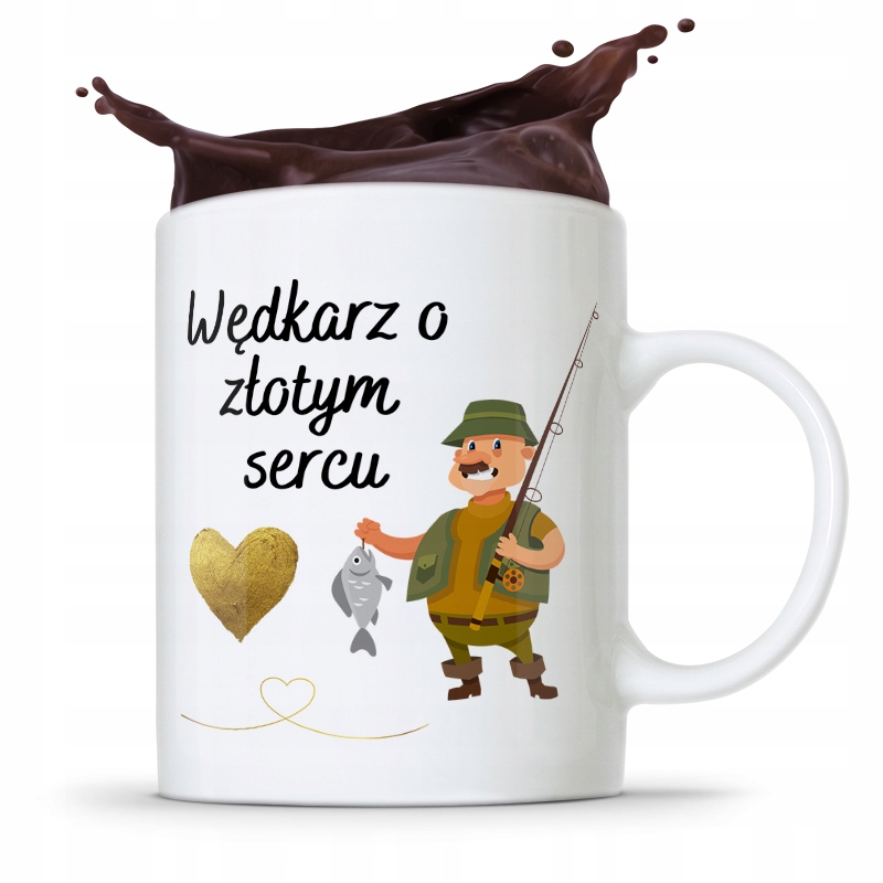 Kubek Prezent Wędkarza Wędkarz O Złotym Sercu Z Nadrukiem Ze Zdjęciem