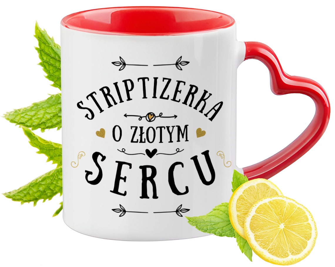 Kubek Czerwony Z Uszkiem W Kształcie Serca Dla Striptizerki Na Prezent