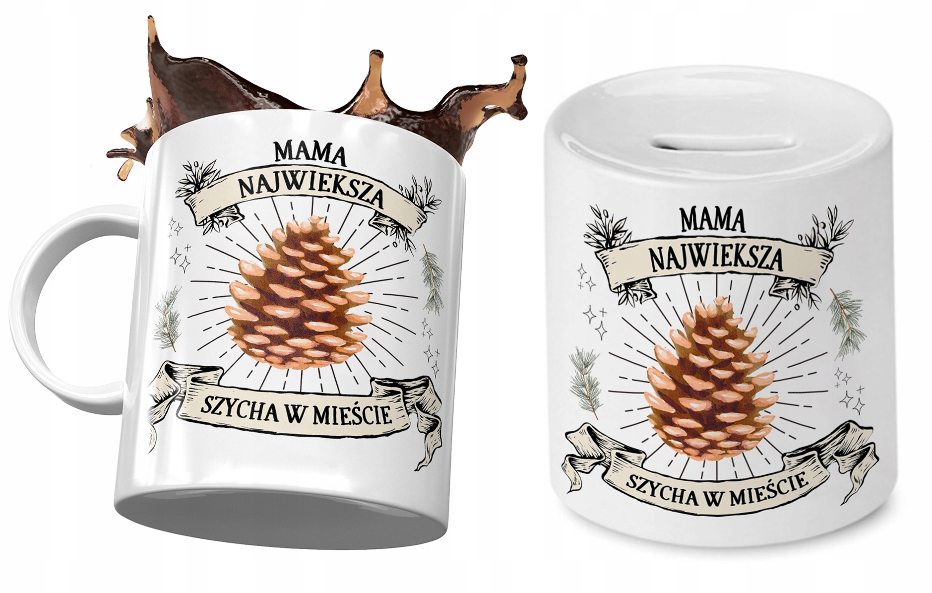 Dla Mamy Zestaw Kubek + Skarbonka Prezent Z Nadrukiem Ze Zdjęciem