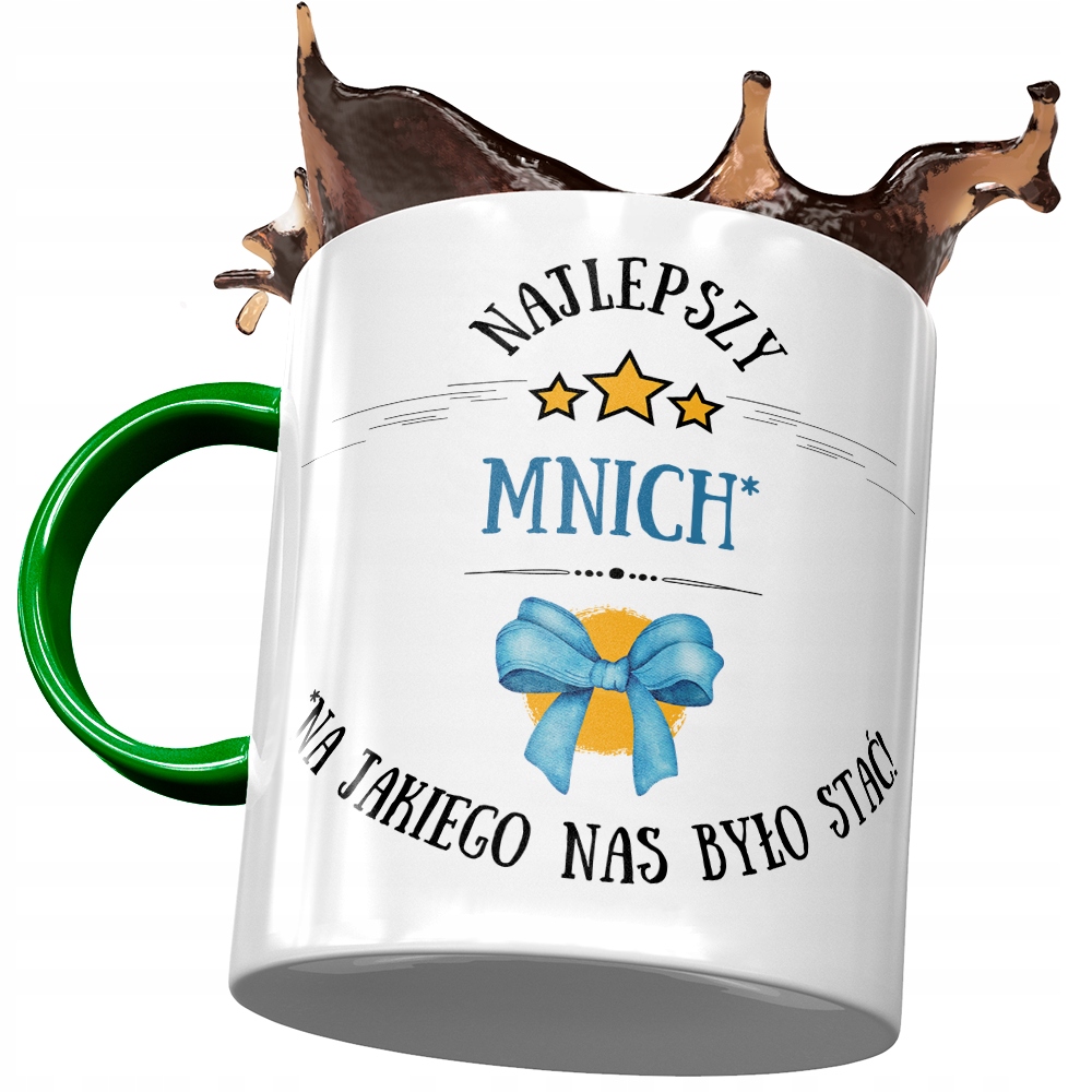 Kubek Zielony Dla Mnicha Najlepszy Mnich Z Nadrukiem Ze Zdjęciem