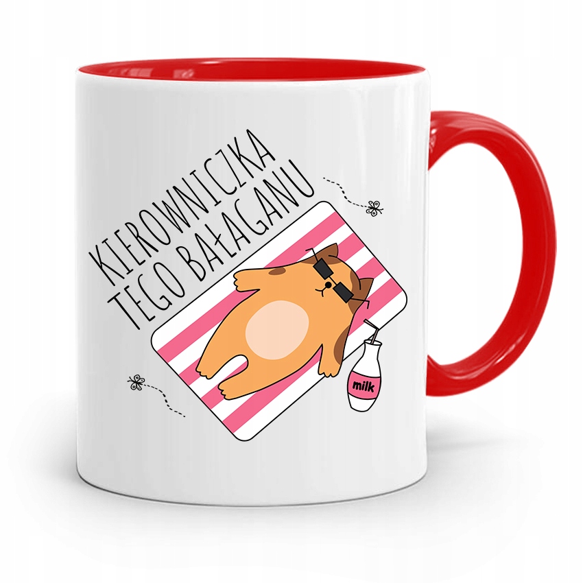 Kubek Czerwony Dla Szefowej Kierowniczka Bałaganu Z Nadrukiem Ze Zdjęciem