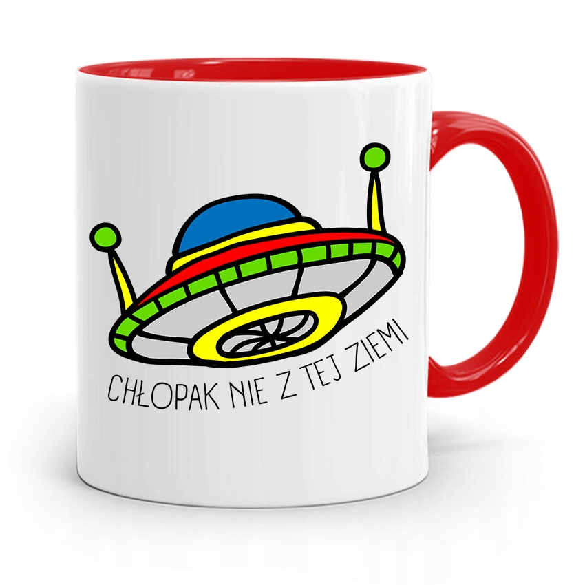 Kubek Czerwony Dla Chłopaka Nie Z Tej Ziemi Z Nadrukiem Ze Zdjęciem
