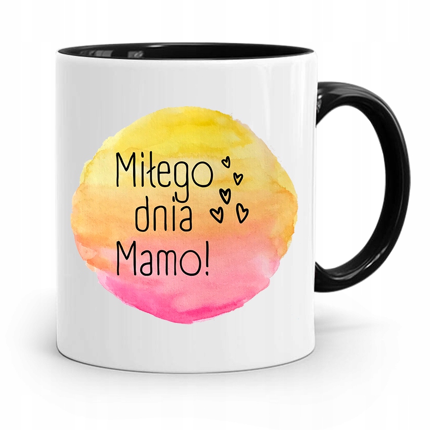 Kubek Czarny Prezent Dla Mamy Miłego Dnia Mamo! Z Nadrukiem Ze Zdjęciem