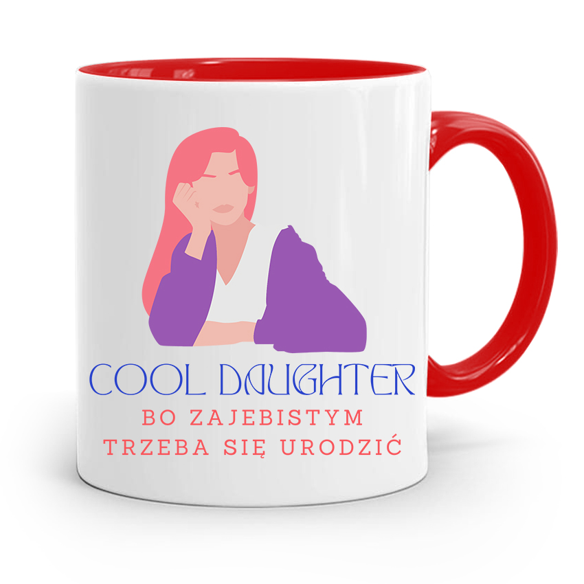 Kubek Czerwony Prezent Dla Córki Cool Daughter Z Nadrukiem Ze Zdjęciem