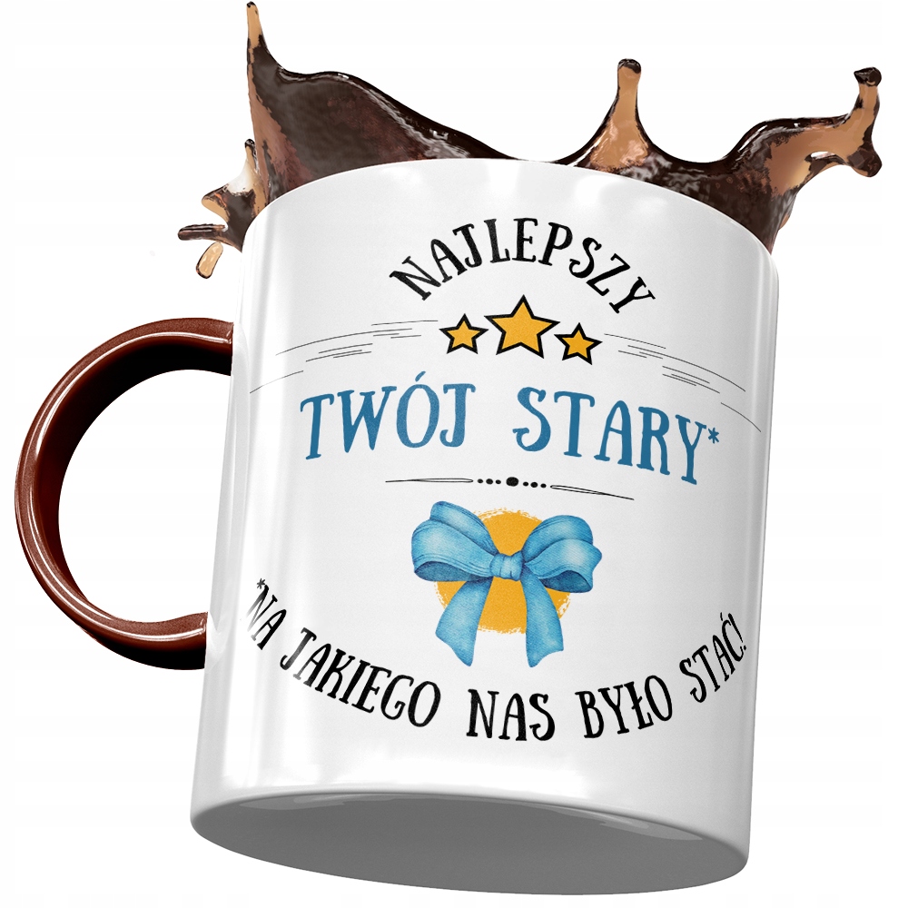 Kubek Bordowy Dla Twojego Starego Najlepszy Stary Z Nadrukiem Ze Zdjęciem