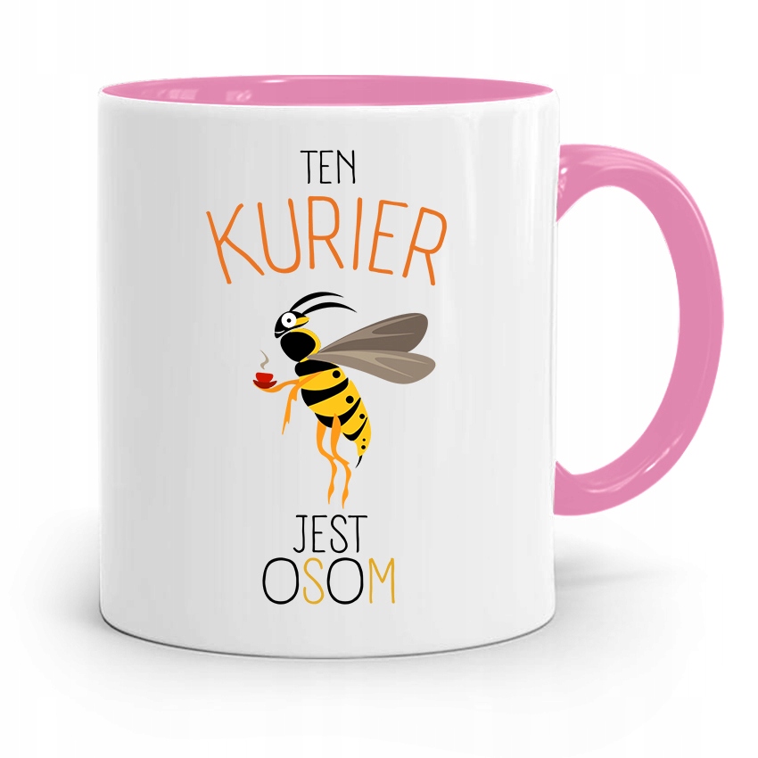 Kubek Różowy Dla Kuriera Jest Osom Prezent Z Nadrukiem Ze Zdjęciem