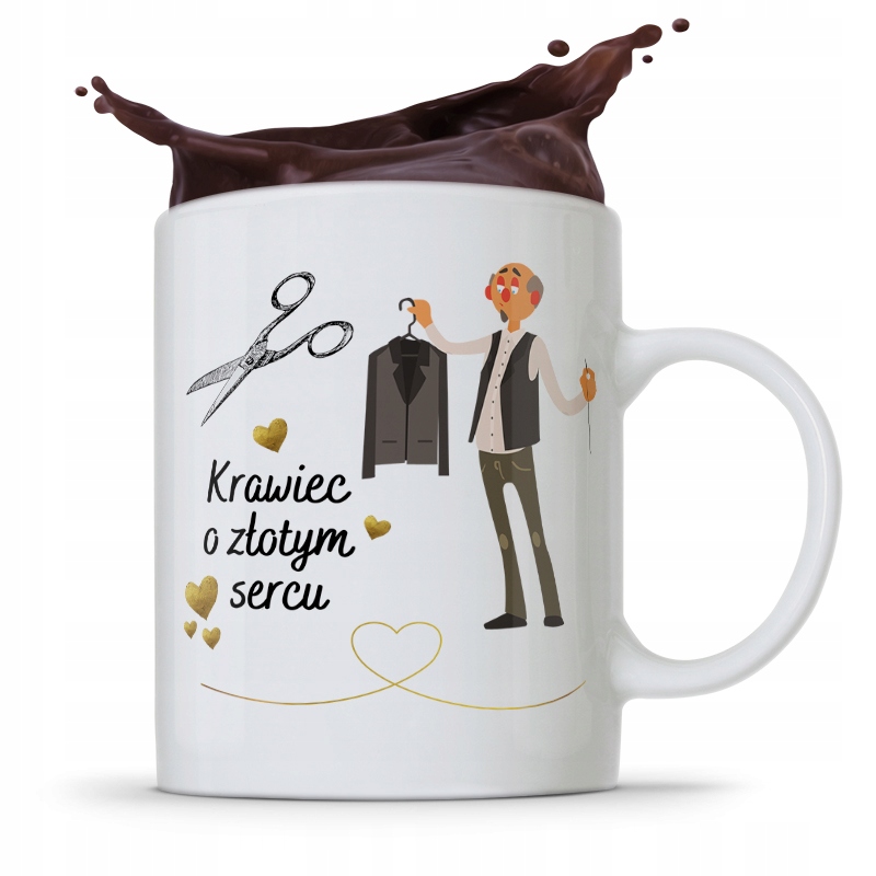 Kubek Prezent Krawcowej Krawca O Złotym Sercu Z Nadrukiem Ze Zdjęciem