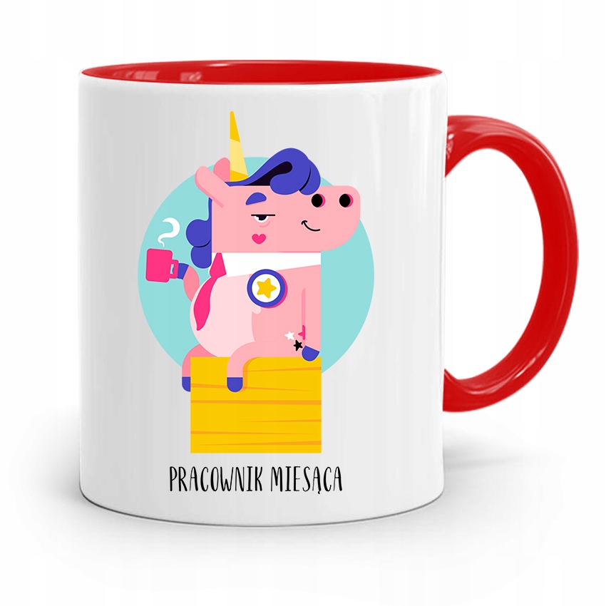 Dla Pracownika Kubek Czerwony Pracownik Miesiąca Z Nadrukiem Ze Zdjęciem