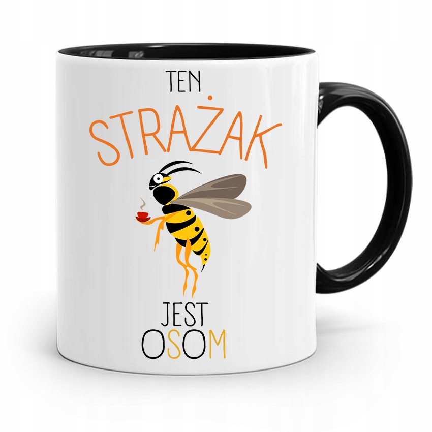 Kubek Czarny Prezent Dla Strażaka Najlepszy Na Wsi Z Nadrukiem Ze Zdjęciem