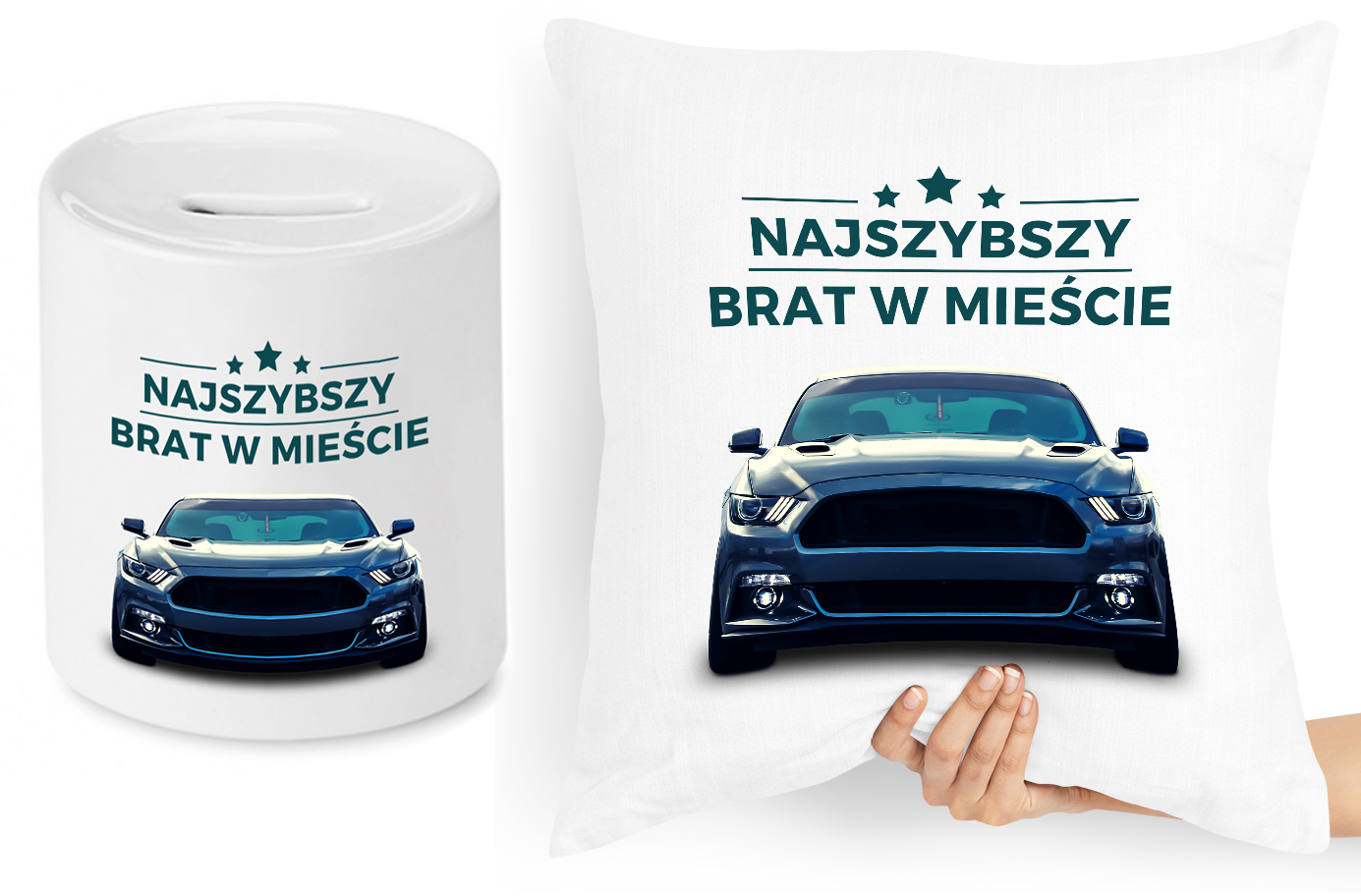 Dla Brata Zestaw Poduszka + Skarbonka Prezent Z Nadrukiem Ze Zdjęciem