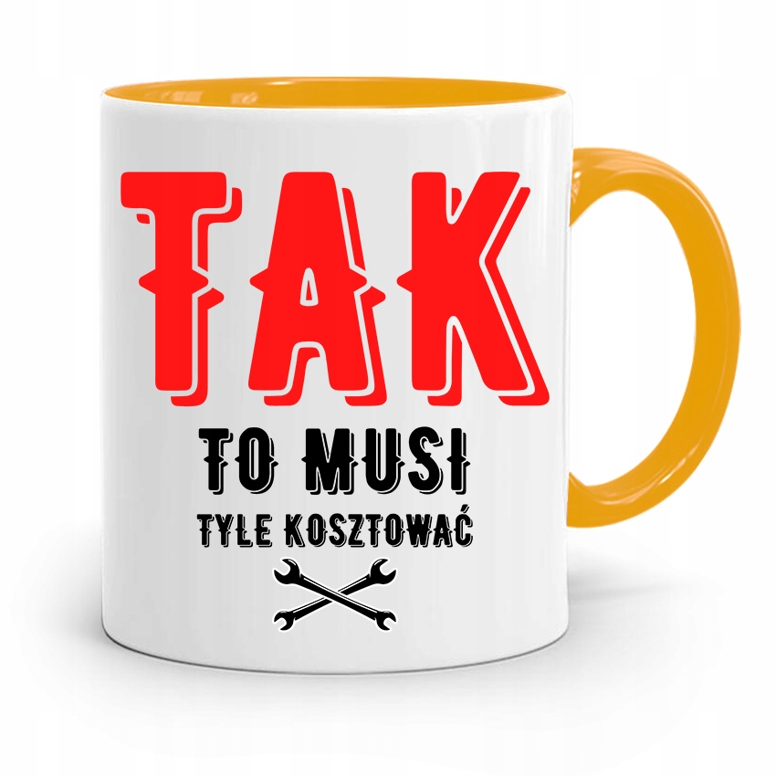 Kubek Żółty Mechanika Tak To Musi Tyle Kosztować Z Nadrukiem Ze Zdjęciem