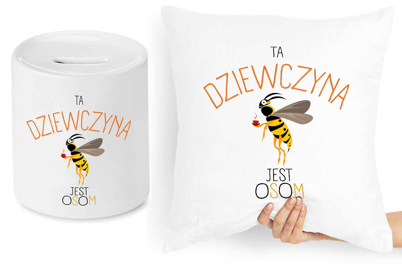 Dla Dziewczyny Zestaw Poduszka + Skarbonka Prezent Z Nadrukiem Ze Zdjęciem