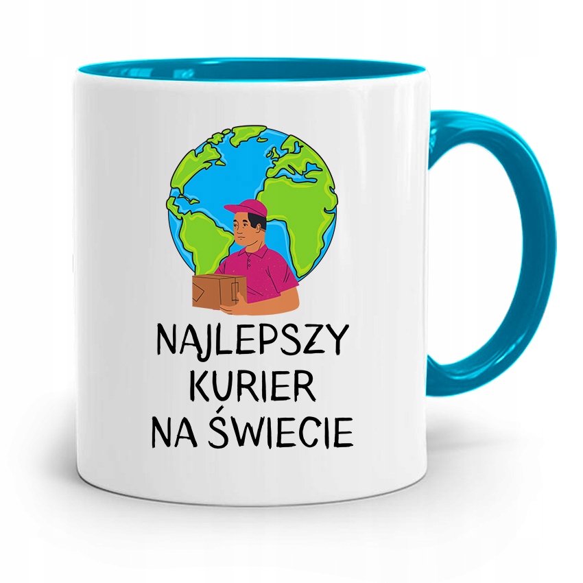 Kubek Błękitny Dla Kuriera Najlepszy Na Świecie Z Nadrukiem Ze Zdjęciem