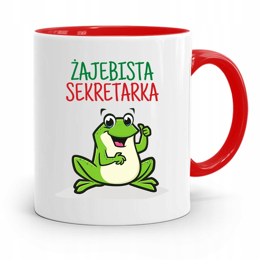Kubek Czerwony Prezent Dla Żajebistej Sekretarki Z Nadrukiem Ze Zdjęciem
