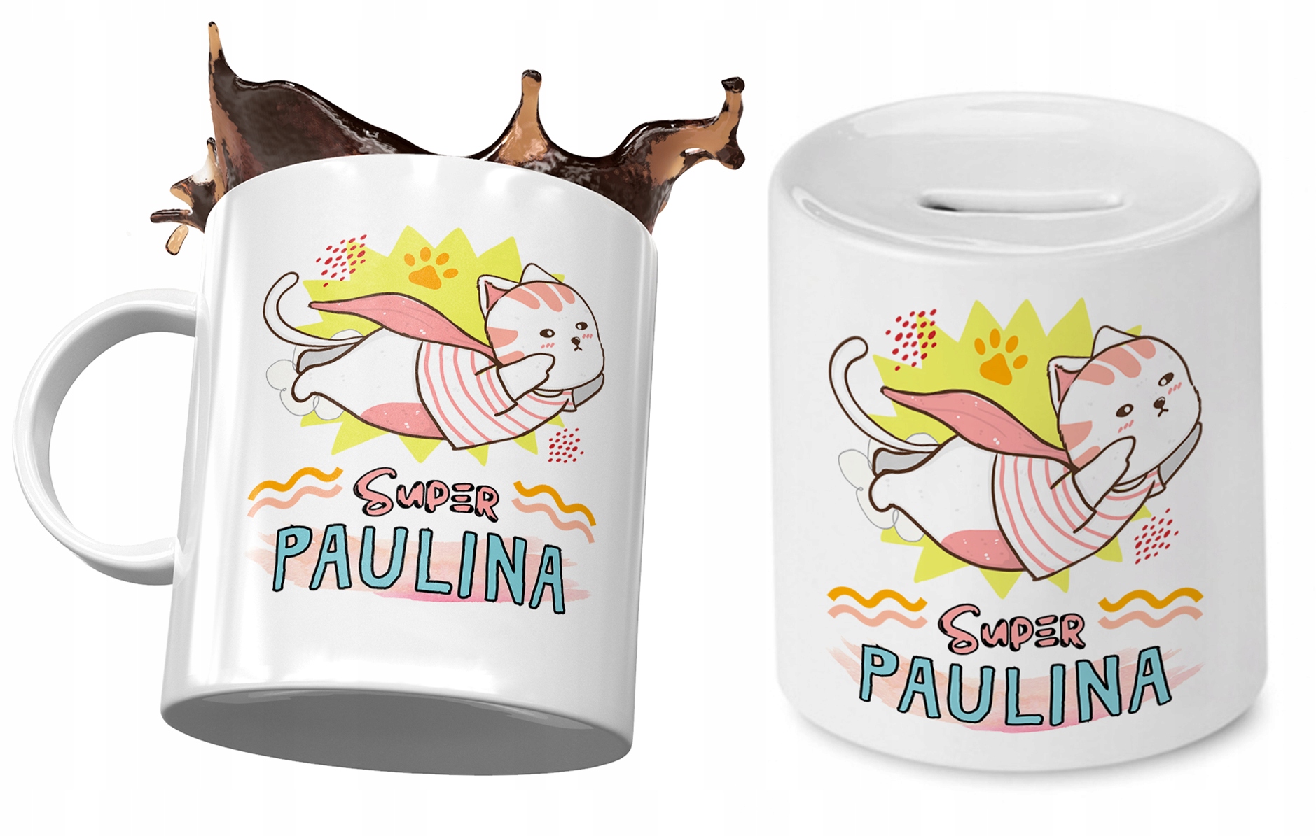 Dla Pauliny Zestaw Kubek + Skarbonka Dla Dziecka Z Nadrukiem Ze Zdjęciem