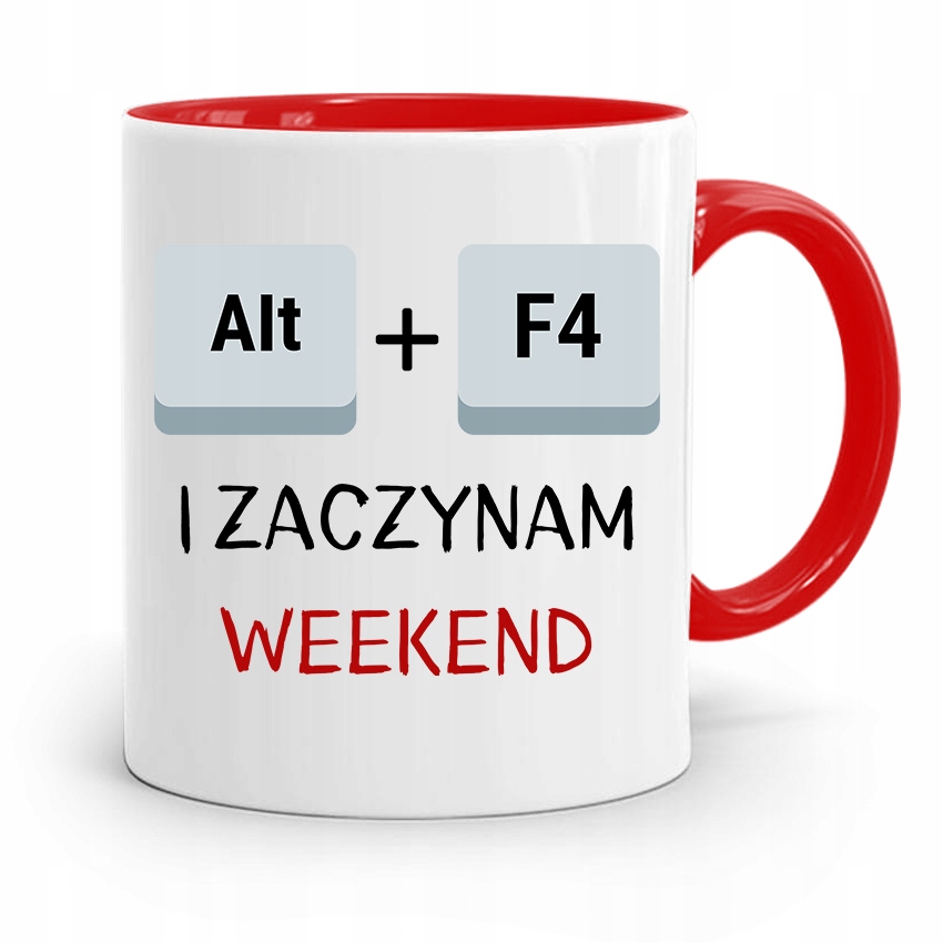 Kubek Czerwony Informatyka Programisty Alt + F4 Z Nadrukiem Ze Zdjęciem